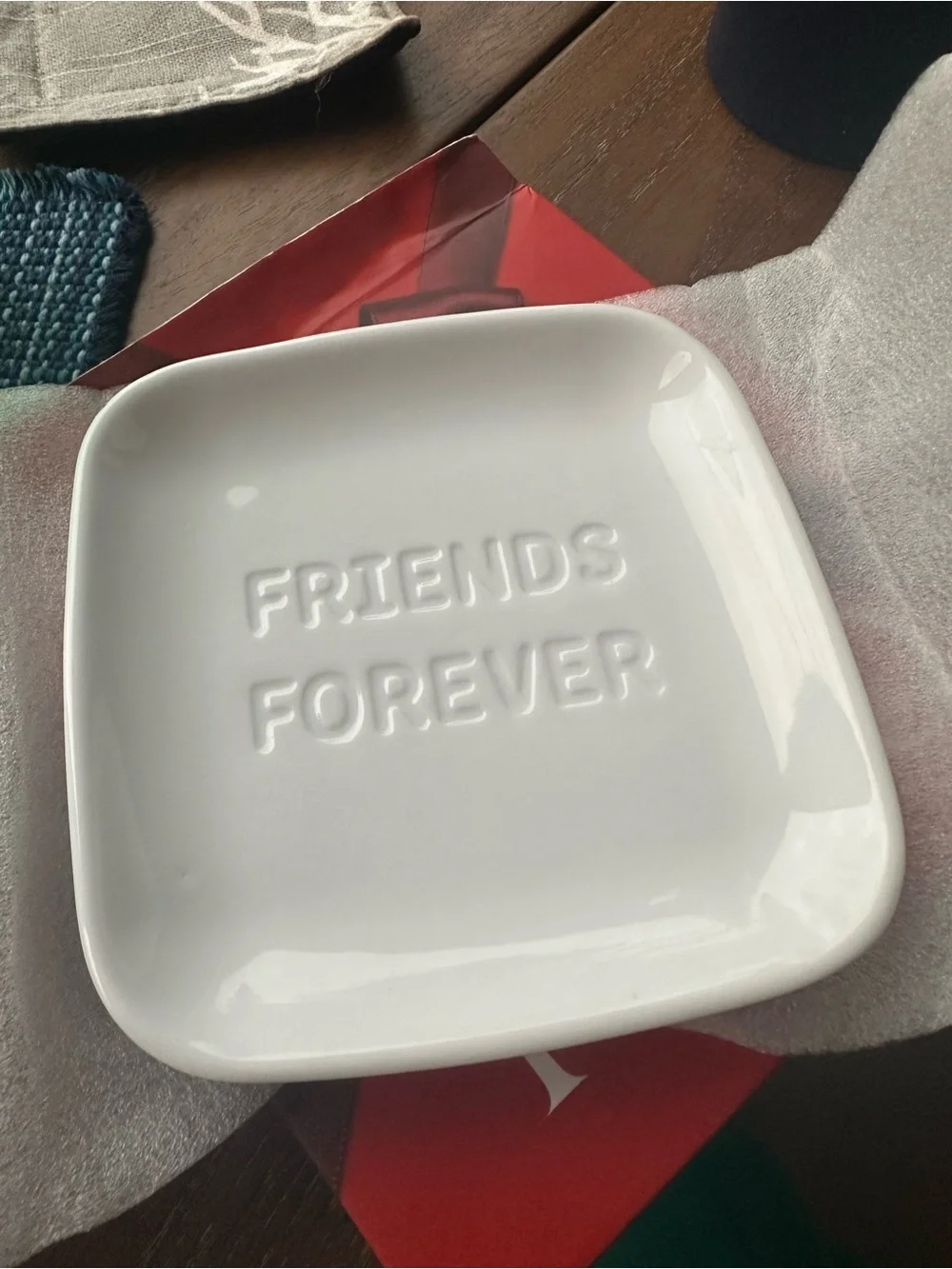 Friends Forever White Ceramic Jewelry Dish Gift